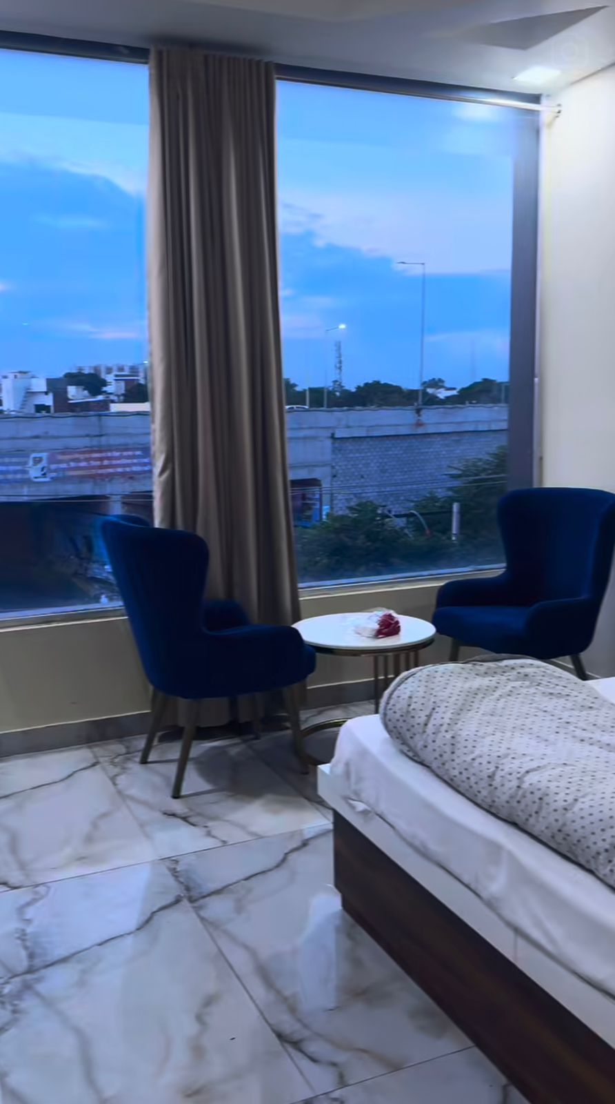 Room with large window view